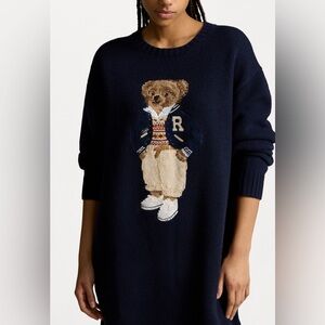 Polo Bear Crewneck Navy Sweater Dress. Size XS